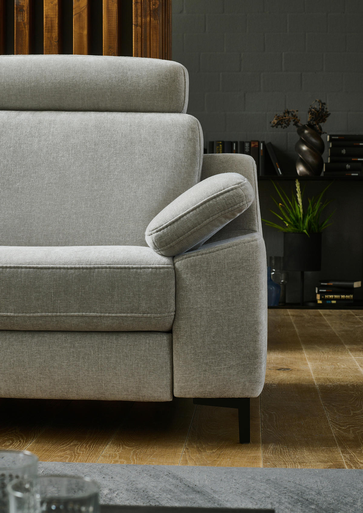 ECKSOFA in Chenille Hellgrau  - Hellgrau/Schwarz, Design, Textil/Metall (278/278cm) - Valdera