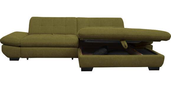 ECKSOFA in Mikrofaser Grün 290/198 cm - Schwarz/Grün, Design, Textil/Metall (290/198cm) - Xora