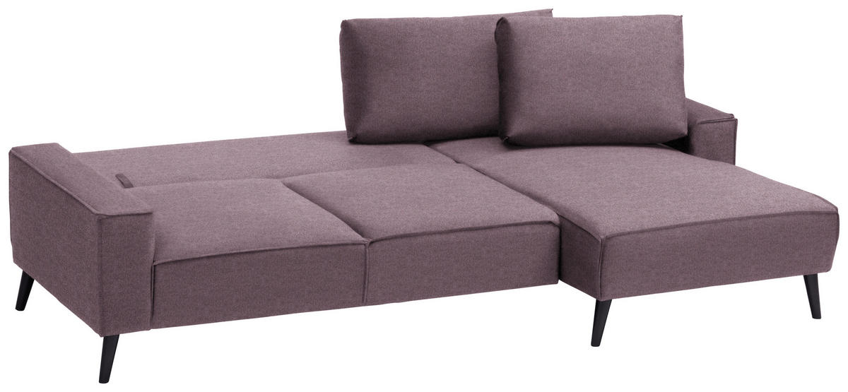 ECKSOFA in Velours Violett  - Violett/Schwarz, Basics, Holz/Textil (260/161cm) - Carryhome