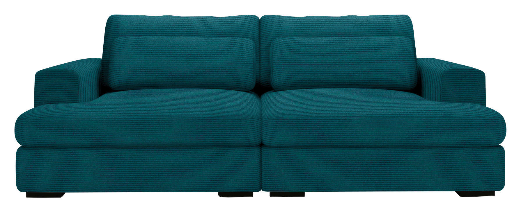 BIGSOFA Cord Petrol  - Petrol/Schwarz, Design, Textil (218/80/158cm) - Lomoco
