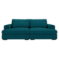 BIGSOFA Cord Petrol  - Petrol/Schwarz, Design, Textil (218/80/158cm) - Lomoco