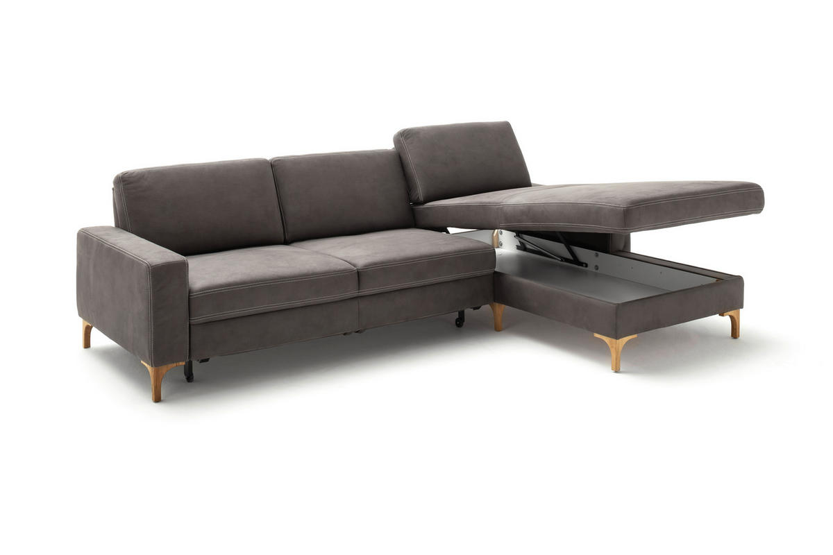 ECKSOFA in Mikrofaser Anthrazit  - Anthrazit/Beige, Design, Holz/Textil (185/276cm) - Pure Home Lifestyle