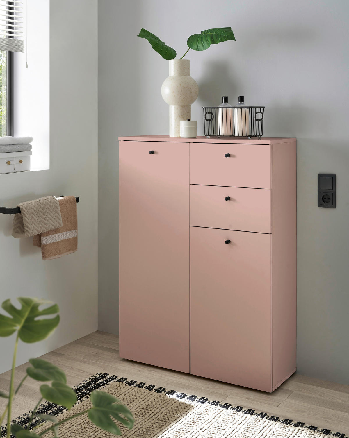 MIDISCHRANK 80/110/30 cm  - Schwarz/Rosa, MODERN, Holzwerkstoff/Kunststoff (80/110/30cm) - MID.YOU