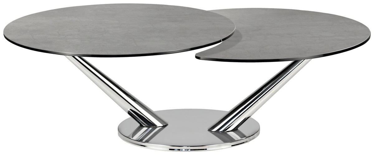 COUCHTISCH in Metall, Keramik 80-128/80/40 cm  - Chromfarben/Grau, Design, Keramik/Metall (80-128/80/40cm)