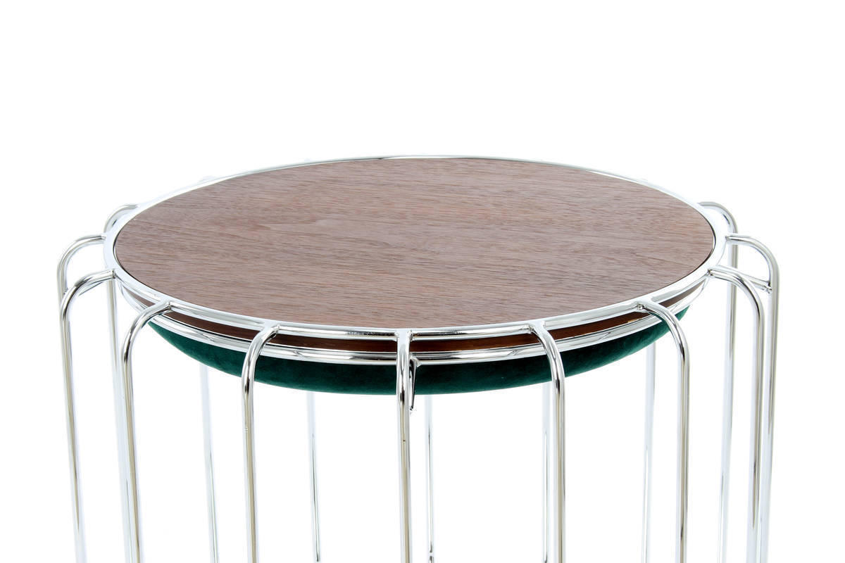 BEISTELLTISCH in Metall, Kunststoff, Glas, Textil, Holzwerkstoff 50/50/45 cm  - Dunkelgrün/Silberfarben, Basics, Glas/Holzwerkstoff (50/50/45cm) - Kayoom