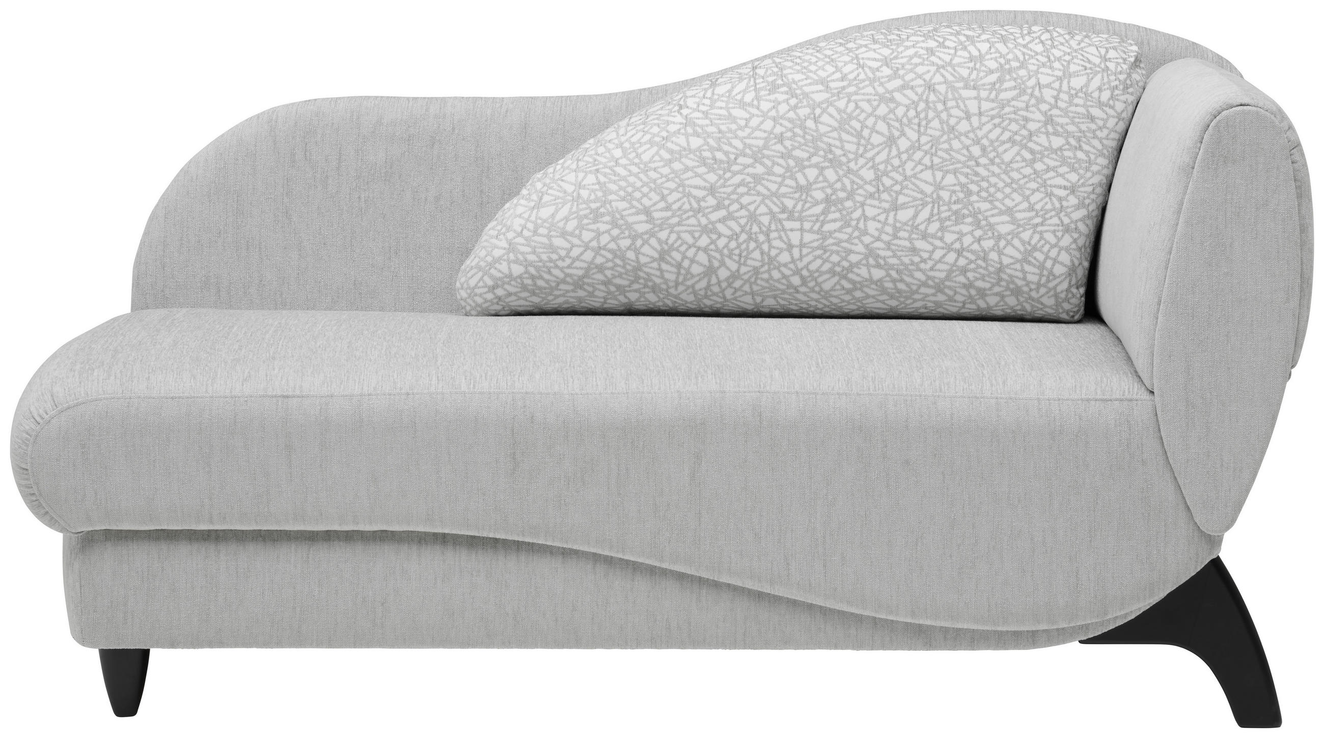 RÉCAMIERE in Webstoff Hellgrau  - Hellgrau/Schwarz, MODERN, Holz/Textil (171-190/87/84cm) - Joka