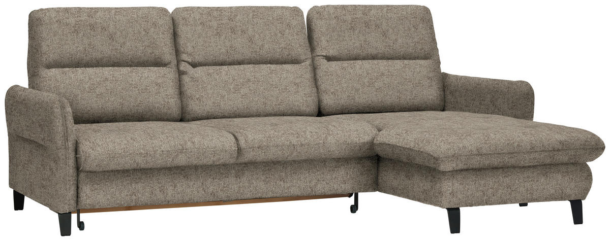 ECKSOFA Greige Chenille  - Greige/Schwarz, KONVENTIONELL, Textil/Metall (254/190cm) - Livetastic