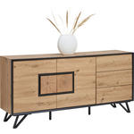 SIDEBOARD  in 160/75/40 cm  - Eichefarben/Schwarz, Holzwerkstoff/Metall (160/75/40cm) - Xora