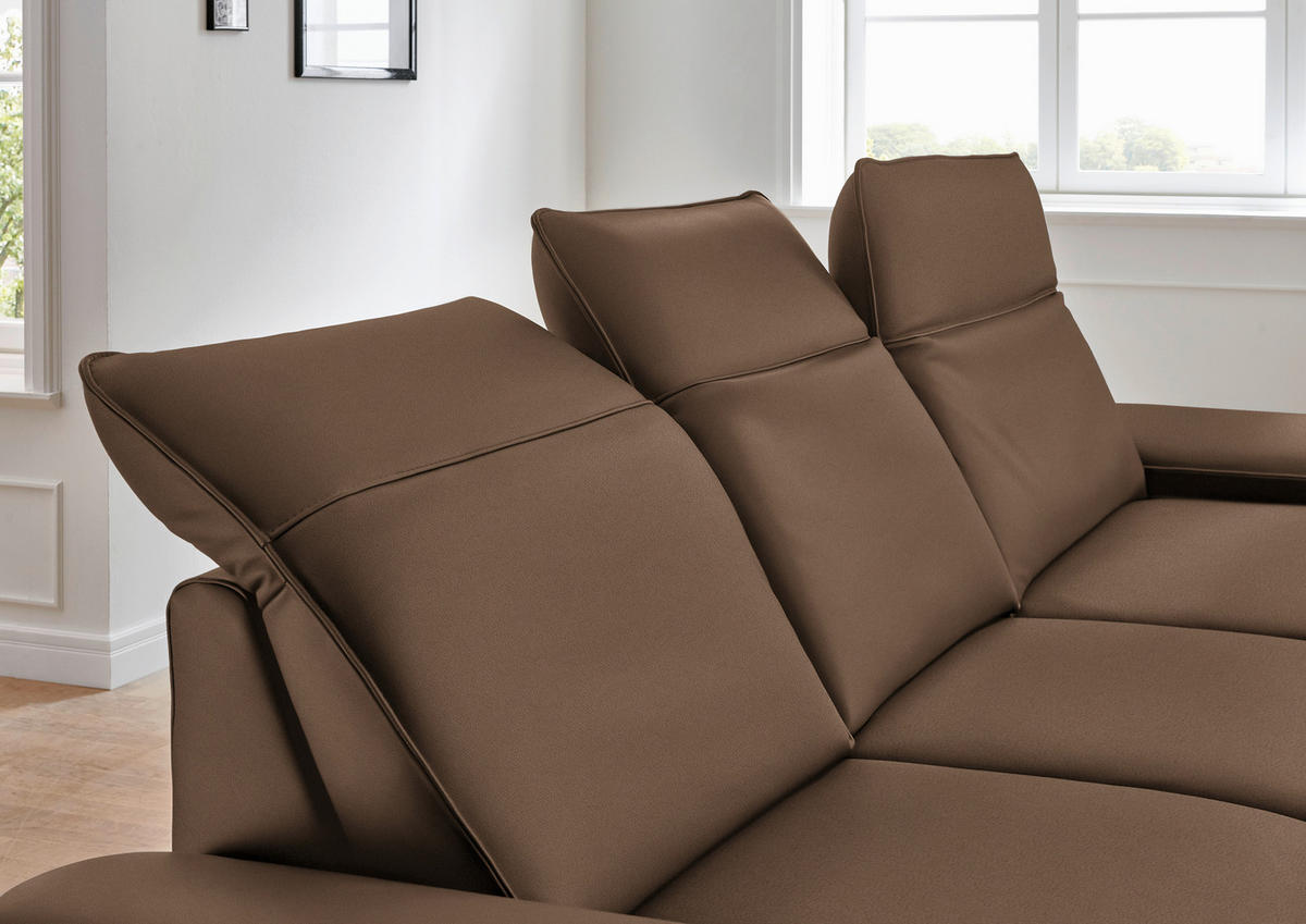 ECKSOFA in Echtleder Braun  - Schwarz/Braun, Design, Leder/Metall (328/193cm) - Dieter Knoll