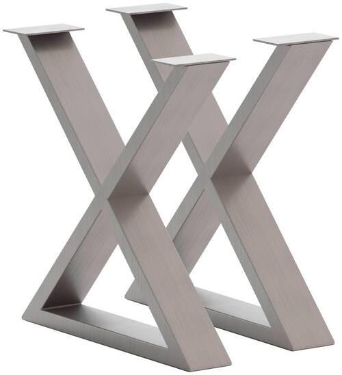 TISCHGESTELL Edelstahlfarben  - Edelstahlfarben, Design, Metall (73/17/74cm) - Waldwelt
