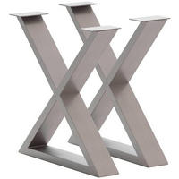 TISCHGESTELL Edelstahlfarben  - Edelstahlfarben, Design, Metall (73/17/74cm) - Waldwelt