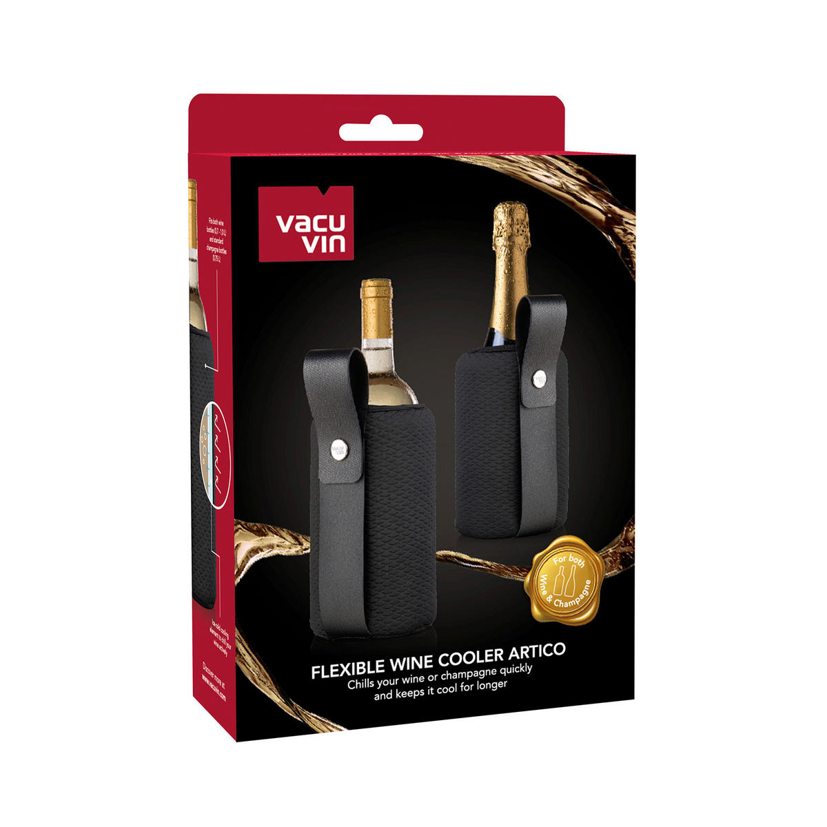 POSUDA ZA HLAĐENJE VINA    - crna, Basics, koža/tekstil (15.8/23.5/5.5cm) - Vacu Vin