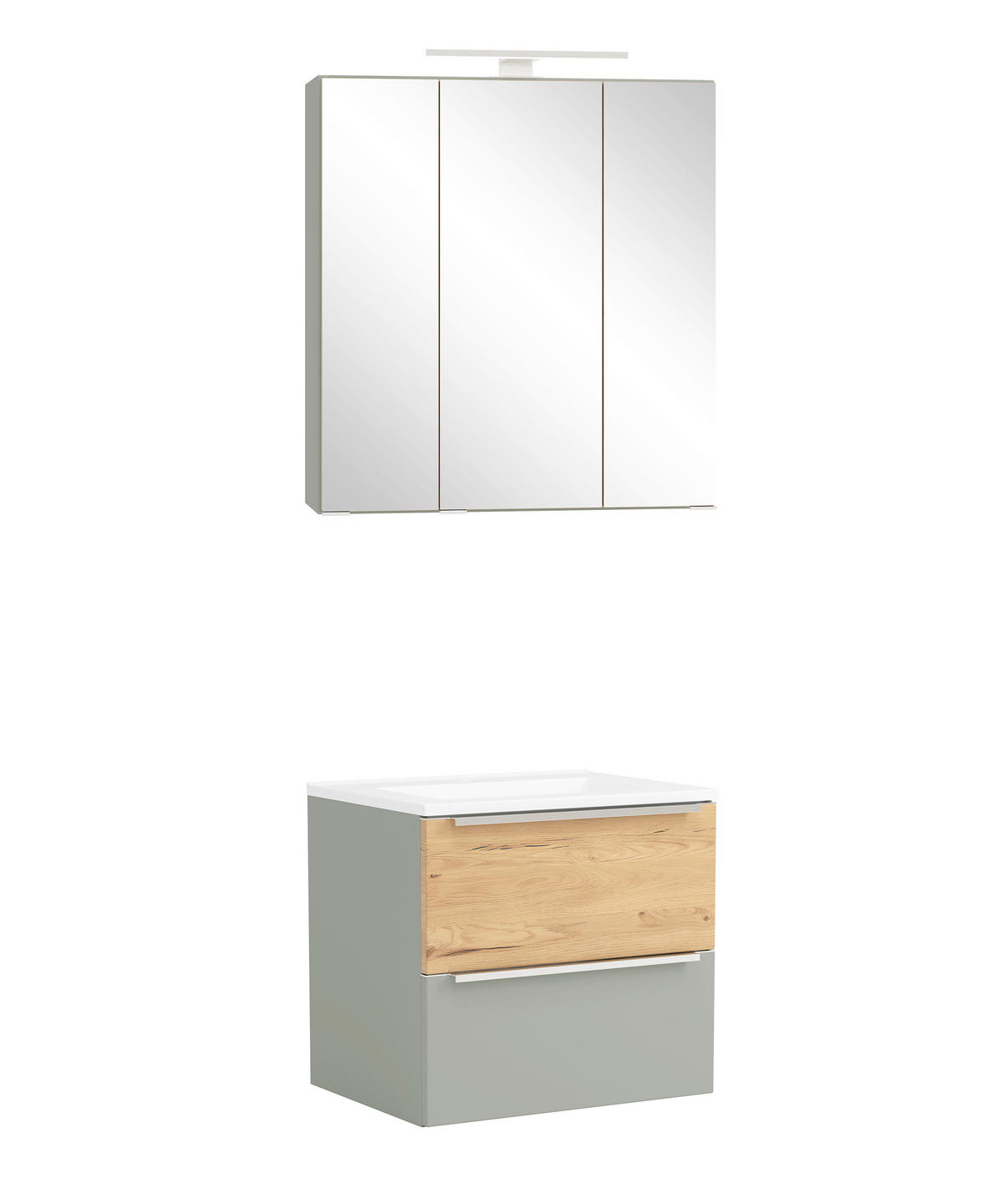 BADEZIMMER 2-teilig  in 60 cm  - Schilfgrün/Wildeiche, Trend, Glas/Holzwerkstoff (60cm) - Held