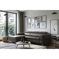 ECKSOFA  in Lederlook Echtleder Dunkelbraun  - Dunkelbraun/Schwarz, Design, Leder/Textil (173/247cm) - Livetastic