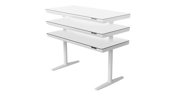 SCHREIBTISCH 140/70/73-118 cm in Weiß - Weiß, Design, Holzwerkstoff/Kunststoff (140/70/73-118cm) - Novel