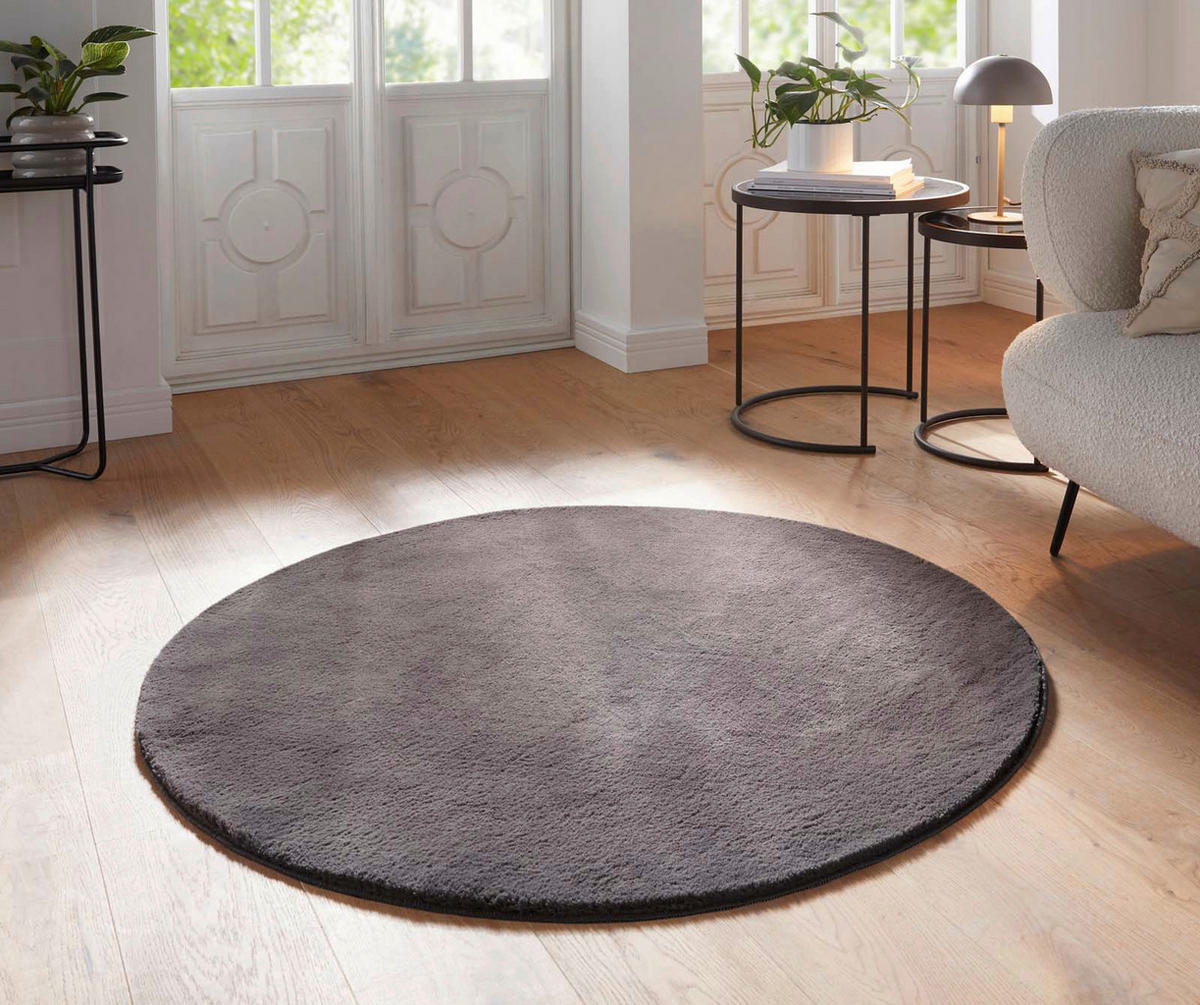 WEBTEPPICH Wohnzimmer 120 cm Fiona Anthrazit rund  - Anthrazit, KONVENTIONELL, Textil (120cm) - Novel