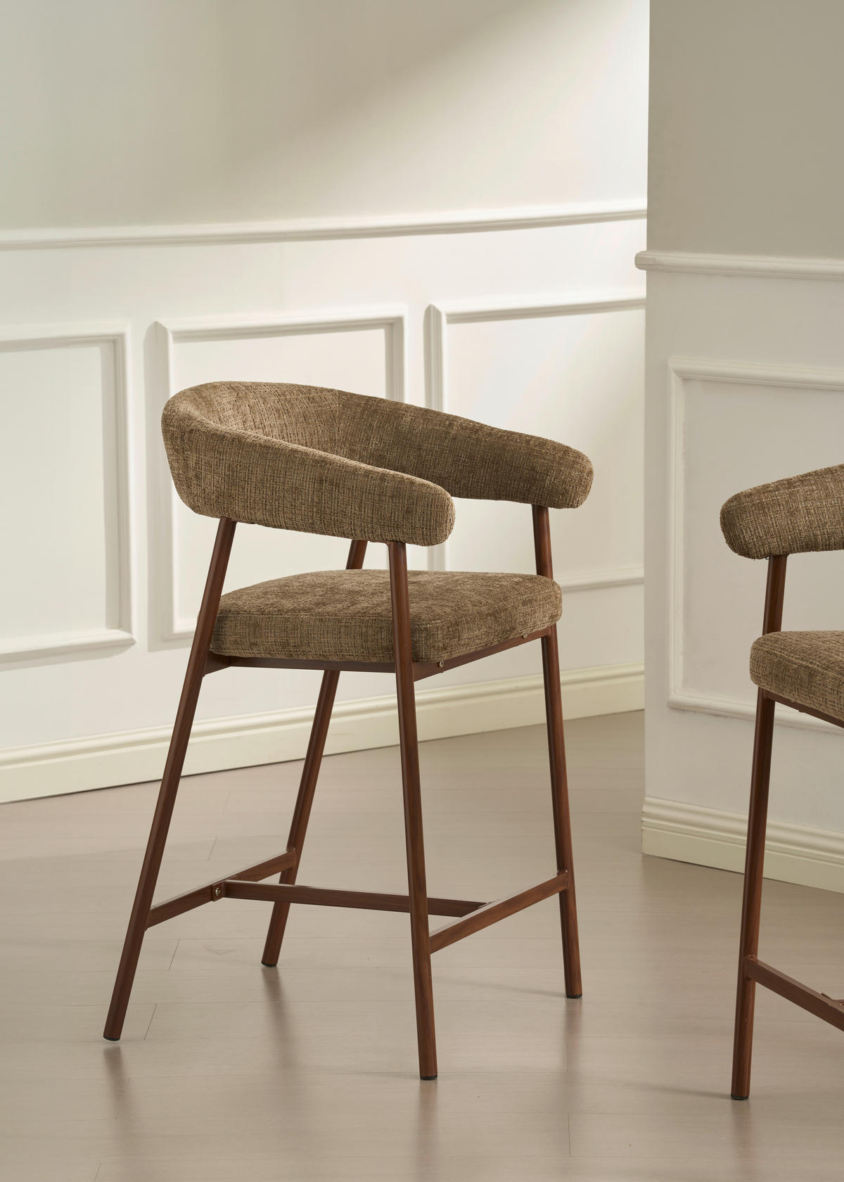 BARHOCKER in Braun, Walnussfarben  - Walnussfarben/Braun, MODERN, Holz/Textil (53/93/55cm) - Livetastic