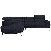 ECKSOFA in Velours Anthrazit  264/299 cm  - Anthrazit/Schwarz, Design, Textil/Metall (264/299cm) - Novel