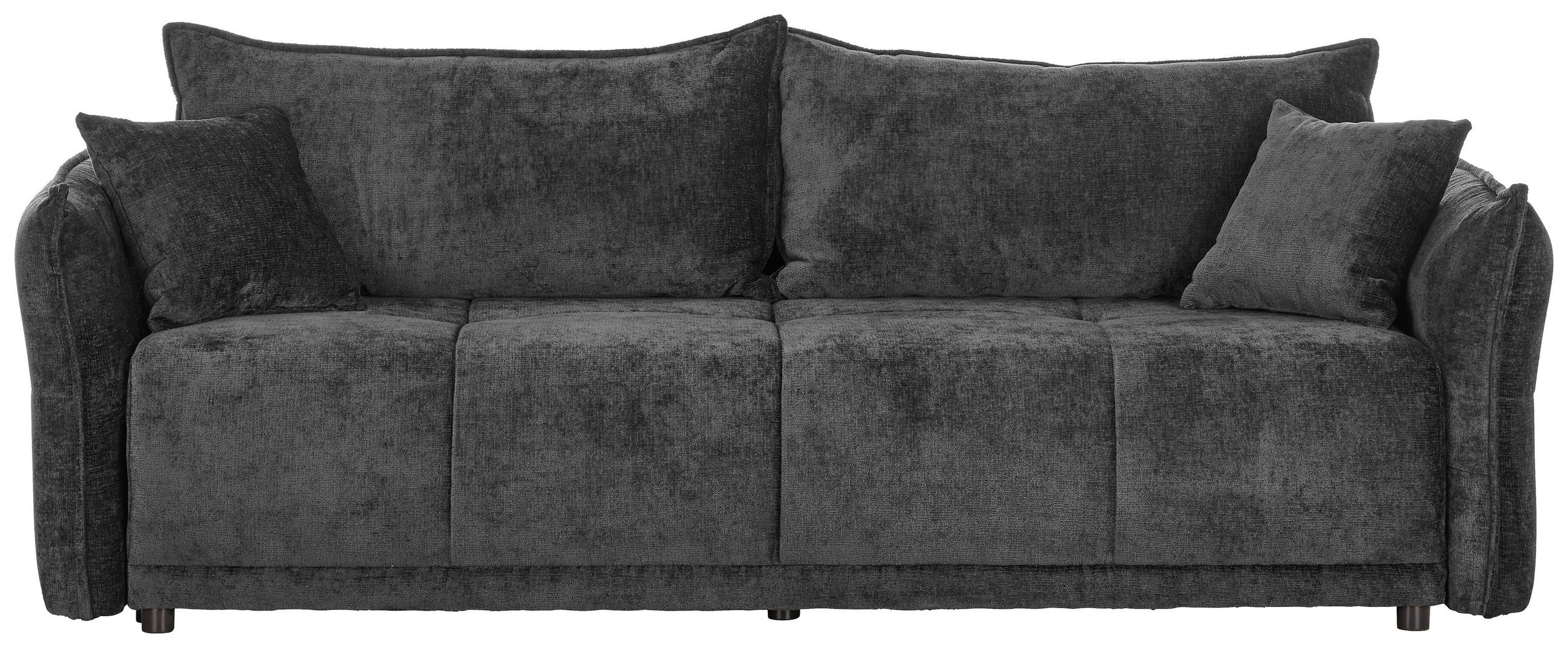 BOXSPRINGSOFA in Chenille Dunkelgrau  - Dunkelgrau/Schwarz, MODERN, Kunststoff/Textil (235/95/108cm) - Hom`in