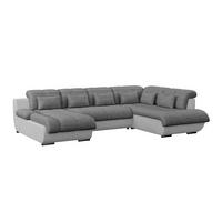 WOHNLANDSCHAFT Hellgrau, Dunkelgrau Mikrofaser  - Chromfarben/Dunkelgrau, MODERN, Textil/Metall (184/345/228cm) - MID.YOU