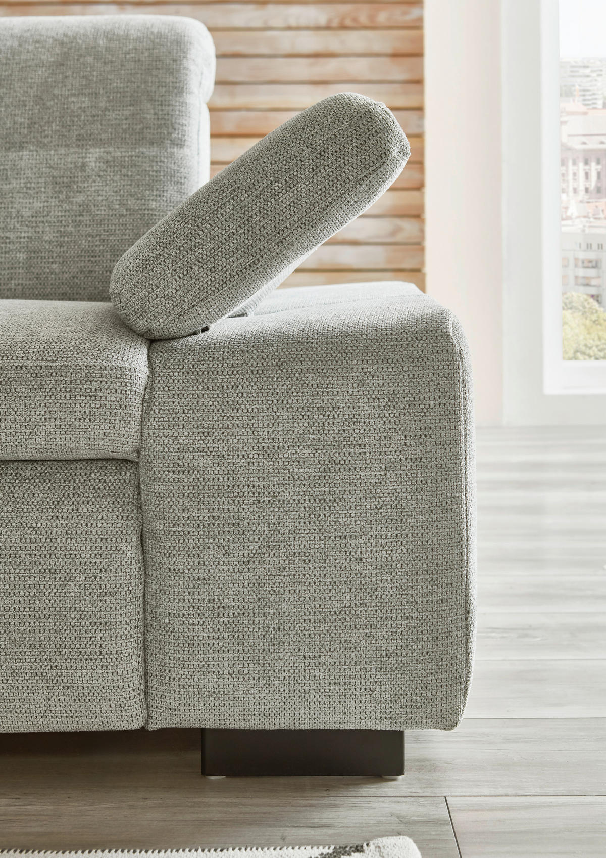 ECKSOFA in Flachgewebe Alufarben  - Schwarz/Alufarben, Design, Textil/Metall (174/297cm) - Beldomo Style