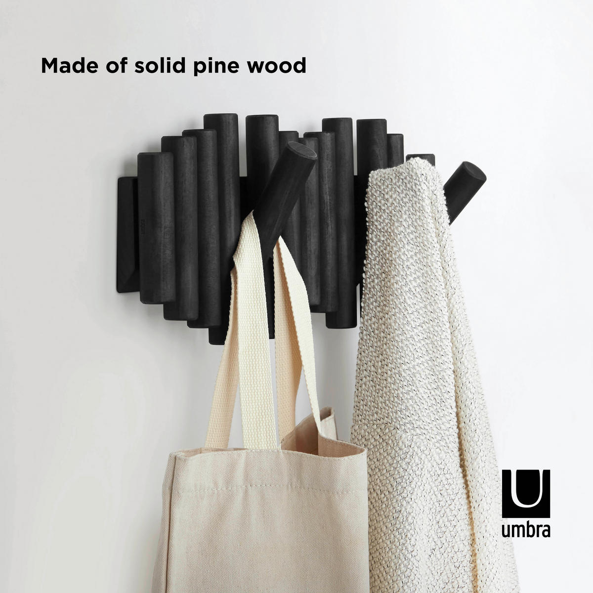 STENSKI OBEŠALNIK - črna, Basics, les (17/4/38cm) - Umbra