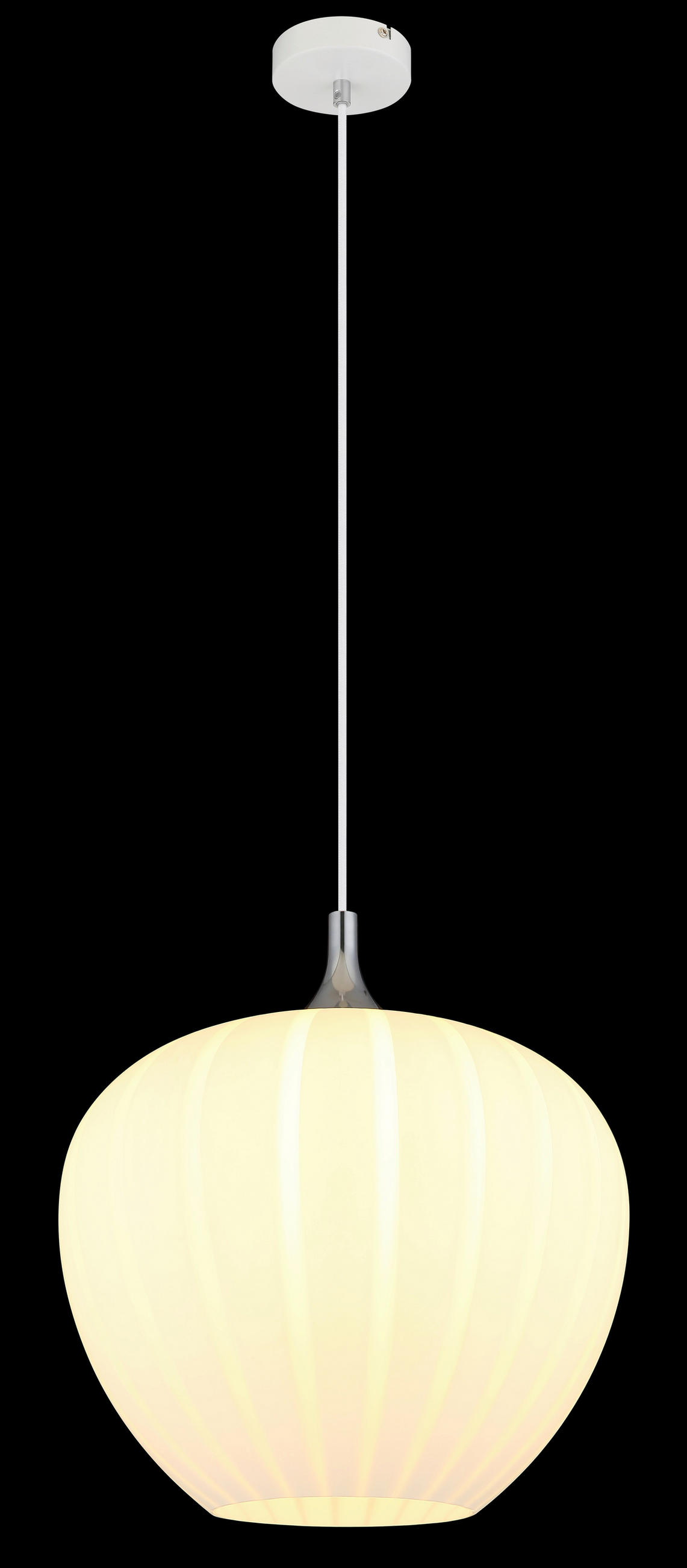 HÄNGELEUCHTE 40/120 cm    - Chromfarben/Weiss, Konventionell, Glas/Metall (40/120cm) - Globo