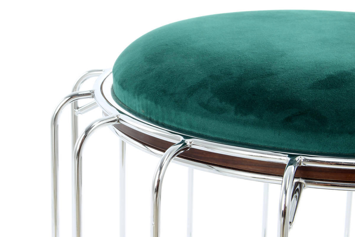 BEISTELLTISCH in Metall, Kunststoff, Glas, Textil, Holzwerkstoff 50/50/45 cm  - Dunkelgrün/Silberfarben, Basics, Glas/Holzwerkstoff (50/50/45cm) - Kayoom