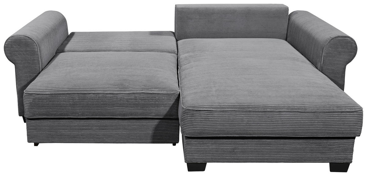 ECKSOFA Anthrazit Cord  - Anthrazit/Schwarz, Basics, Kunststoff/Textil (255/92/185cm) - MID.YOU