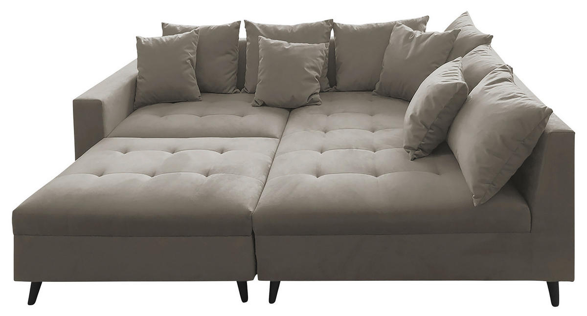 Ecksofa inkl. Hocker in Webstoff Grau  - Schwarz/Grau, Design, Holz/Textil (247/174cm) - MID.YOU