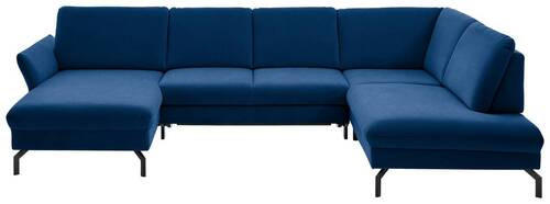 WOHNLANDSCHAFT in Velours Dunkelblau  - Schwarz/Dunkelblau, Design, Textil/Metall (179/335/220cm) - Beldomo System
