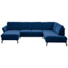 WOHNLANDSCHAFT in Velours Dunkelblau  - Schwarz/Dunkelblau, Design, Textil/Metall (179/335/220cm) - Beldomo System
