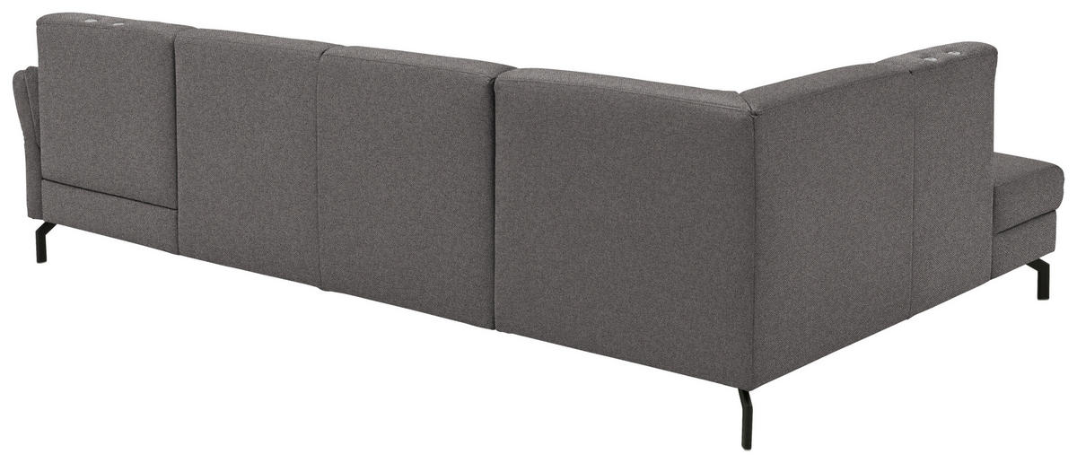 WOHNLANDSCHAFT Flachgewebe Dunkelbraun  - Dunkelbraun/Schwarz, Konventionell, Textil/Metall (190/307/170cm) - Beldomo Comfort