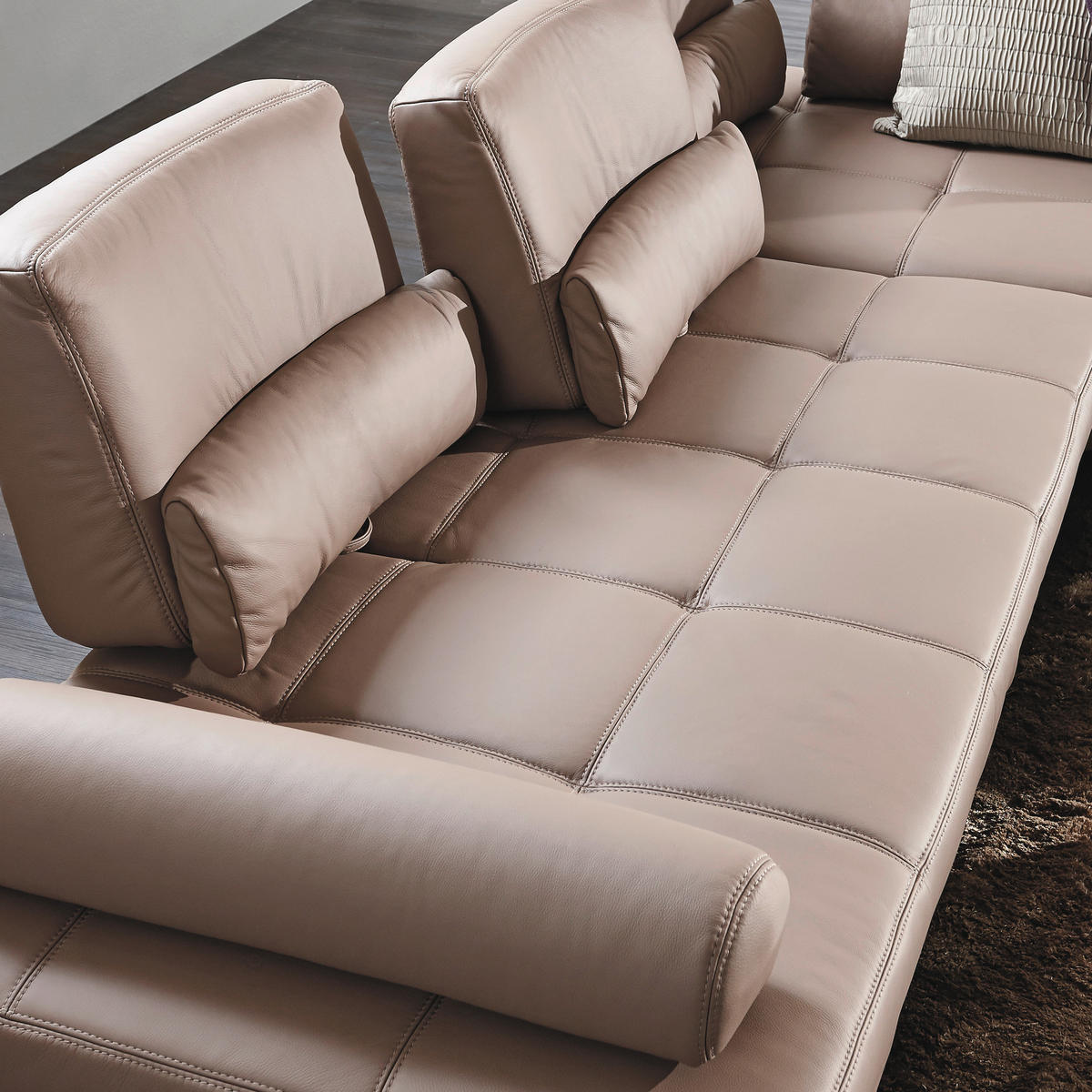 ECKSOFA in Echtleder Braun  299/250 cm  - Alufarben/Braun, Design, Leder/Metall (299/250cm) - Joop!