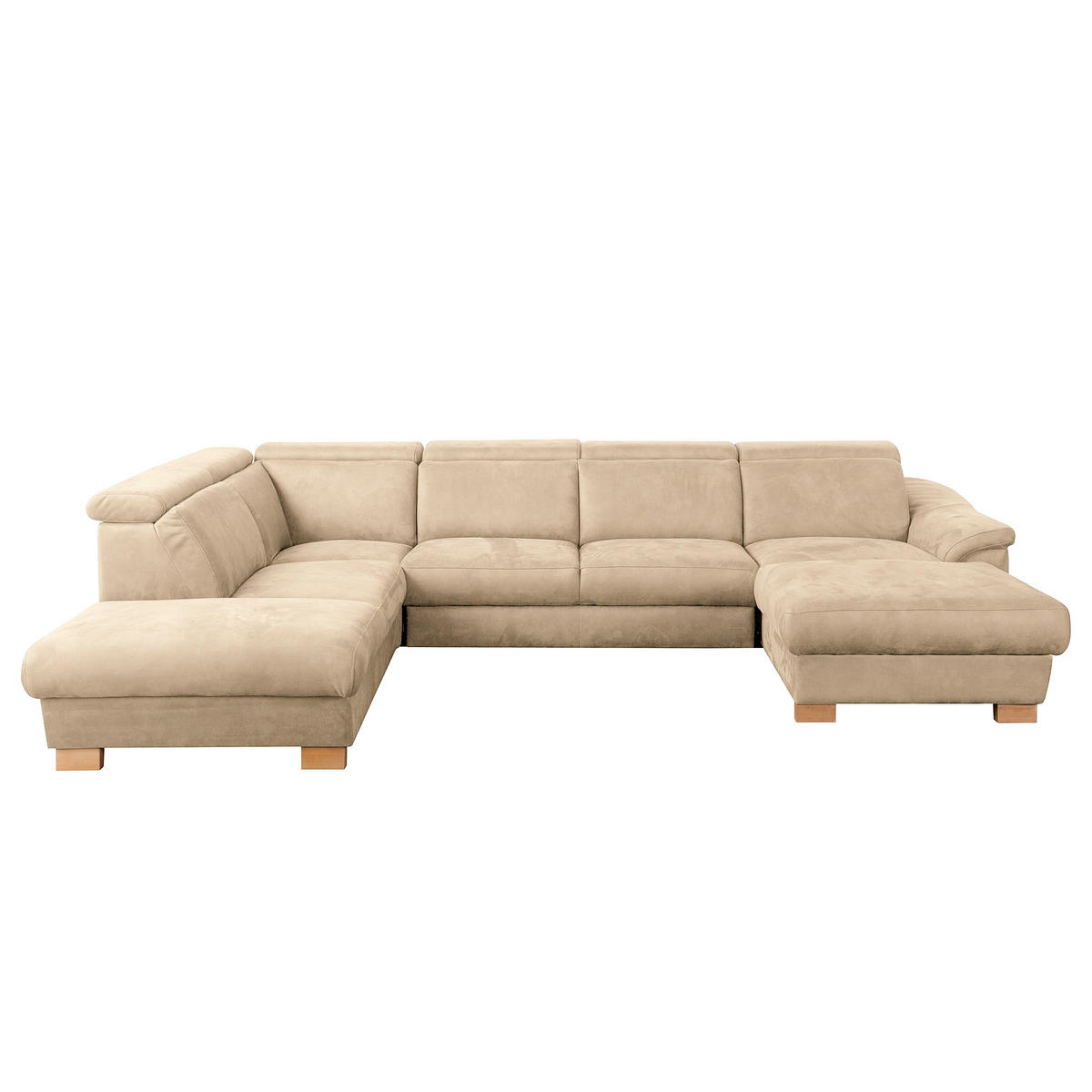 WOHNLANDSCHAFT Mikrofaser Beige  - Beige/Naturfarben, Design, Holz/Textil (273/347/238cm) - Livetastic