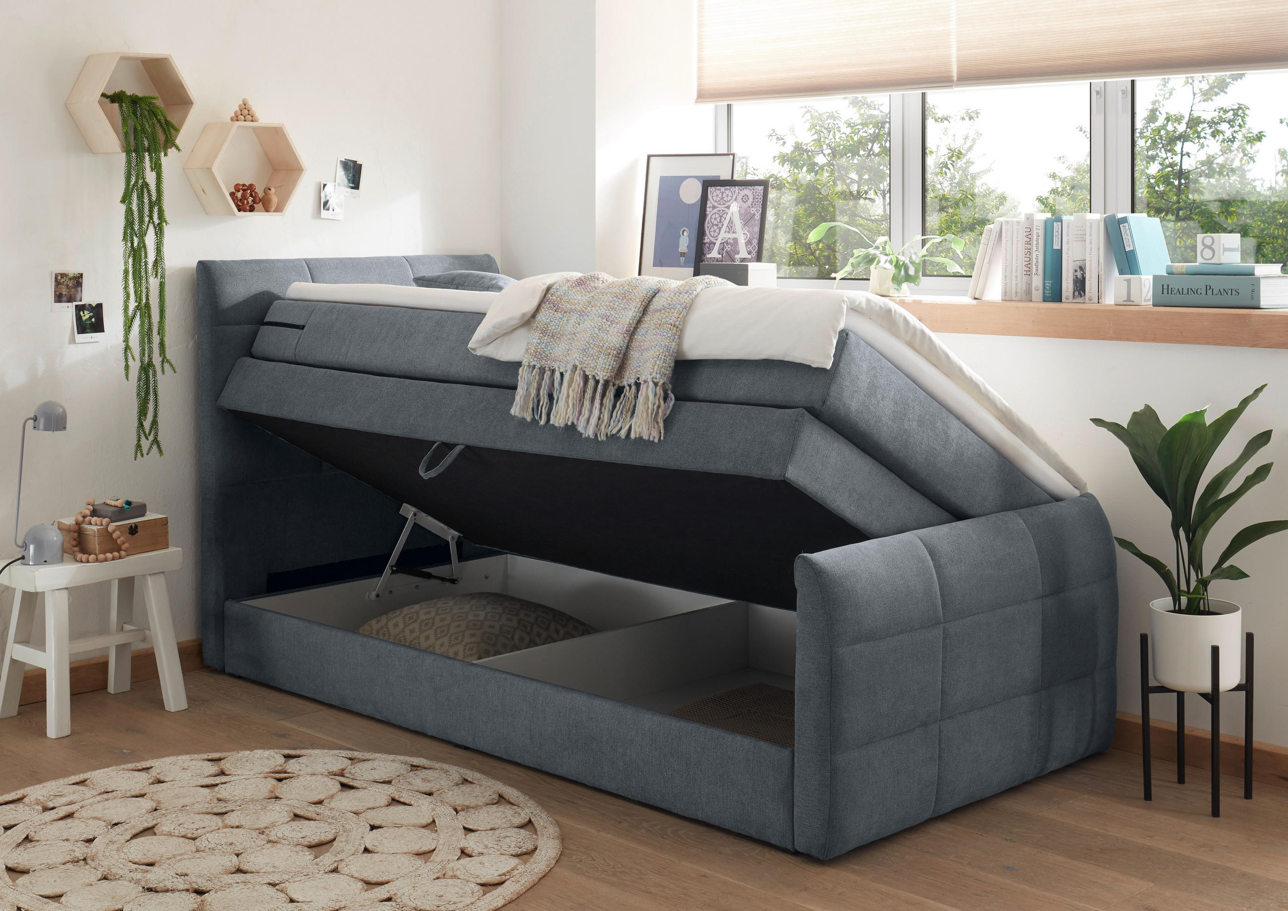 BOXSPRINGBETT 100/200 cm  in Anthrazit  - Anthrazit, Basics, Holzwerkstoff/Kunststoff (100/200cm) - Xora