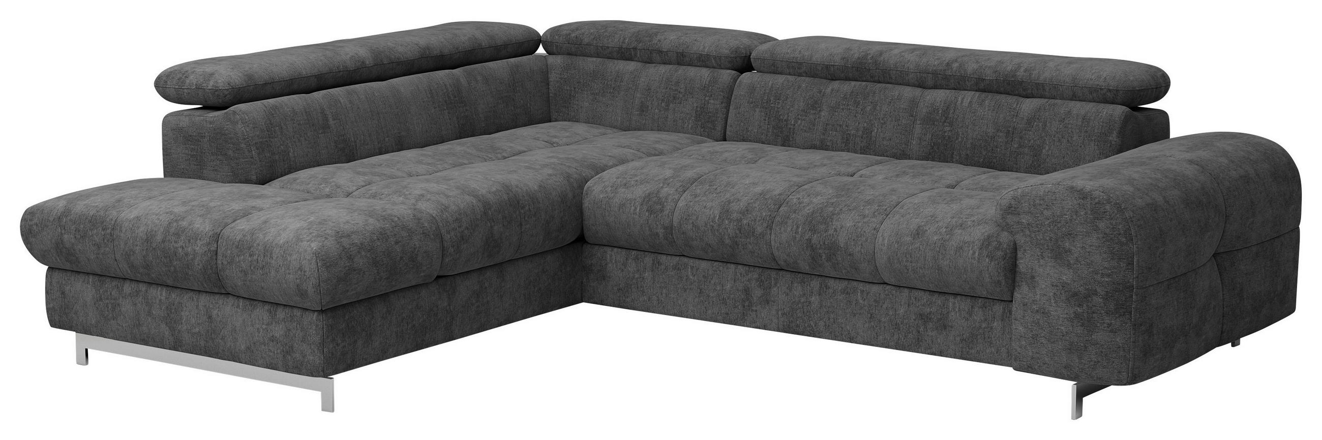 ECKSOFA  in Mikrofaser Dunkelgrau  206/257 cm  - Chromfarben/Dunkelgrau, KONVENTIONELL, Textil/Metall (206/257cm) - Livetastic