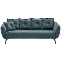 3-SITZER-SOFA in Mikrofaser Blau  - Blau/Schwarz, Modern, Textil/Metall (236/94/103cm) - Livetastic