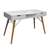 PISALNA MIZA les, kovina, leseni material naravna, bela - naravna/bela, Moderno, kovina/leseni material (120/74/55cm) - Xora