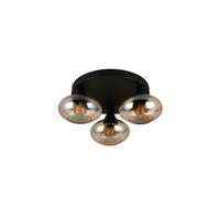 PLAFONIERĂ - negru/maro deschis, Trend, sticlă/metal (39,0/15,0cm)