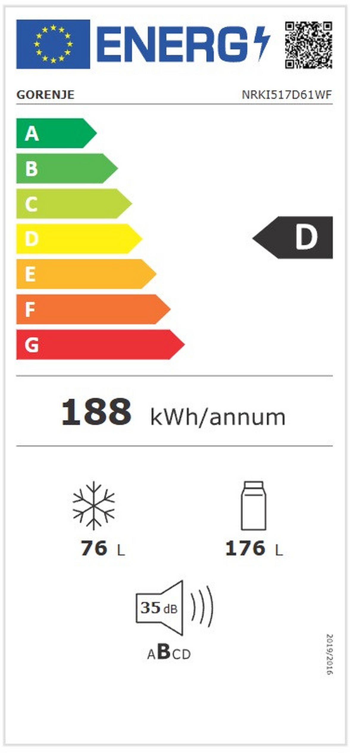 KÜHL-GEFRIER-KOMBINATION NRKI517D61WF  - Weiß, Trend, Metall (54/172,2/54,5cm) - Gorenje
