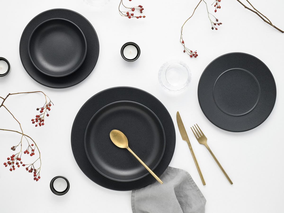 SERVIS Unico Schwarz 16 delar  - svart, Basics, keramik - Creatable