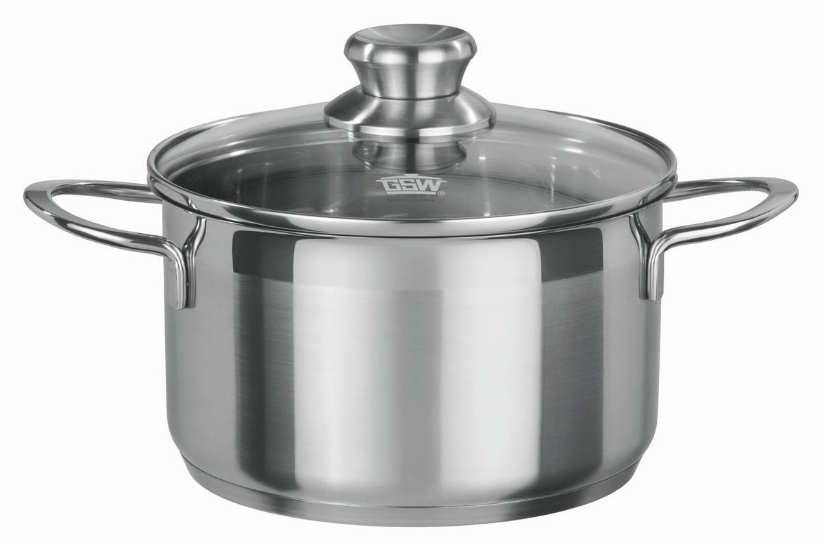 KOCHTOPFSET MIRAGE 5-teilig  - Klar/Edelstahlfarben, Basics, Glas/Metall - GSW