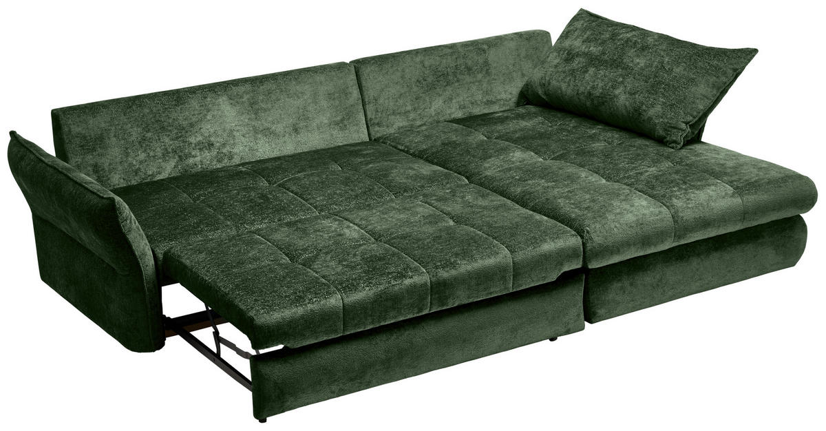ECKSOFA in Chenille Waldgrün  - Waldgrün/Schwarz, Konventionell, Kunststoff/Textil (180/275cm) - Stylife