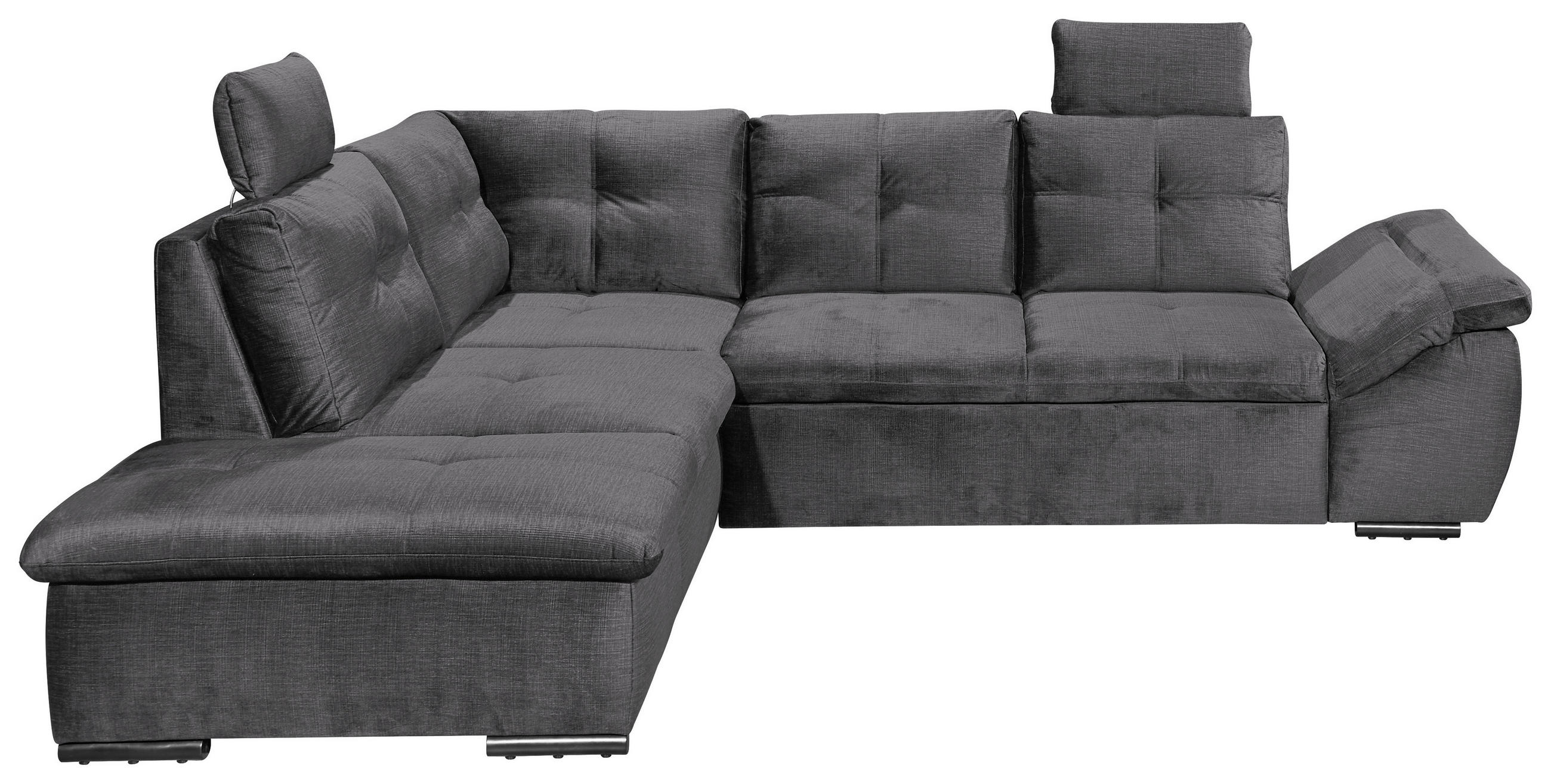 ECKSOFA in Mikrovelours Grau  - Schwarz/Grau, Konventionell, Kunststoff/Textil (217/265cm) - Carryhome
