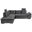 ECKSOFA in Mikrovelours Grau  - Schwarz/Grau, KONVENTIONELL, Kunststoff/Textil (217/265cm) - Carryhome