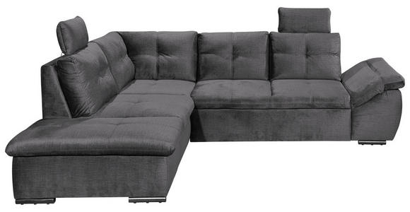 ECKSOFA in Mikrovelours Grau - Schwarz/Grau, KONVENTIONELL, Kunststoff/Textil (217/265cm) - Carryhome