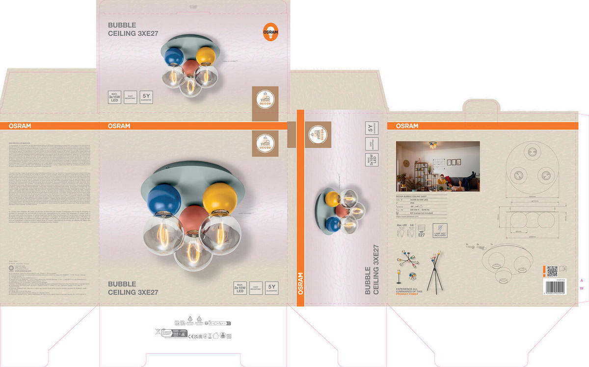 DECKENLEUCHTE  25/10.3 cm    - Design, Metall (25/10.3cm) - Osram