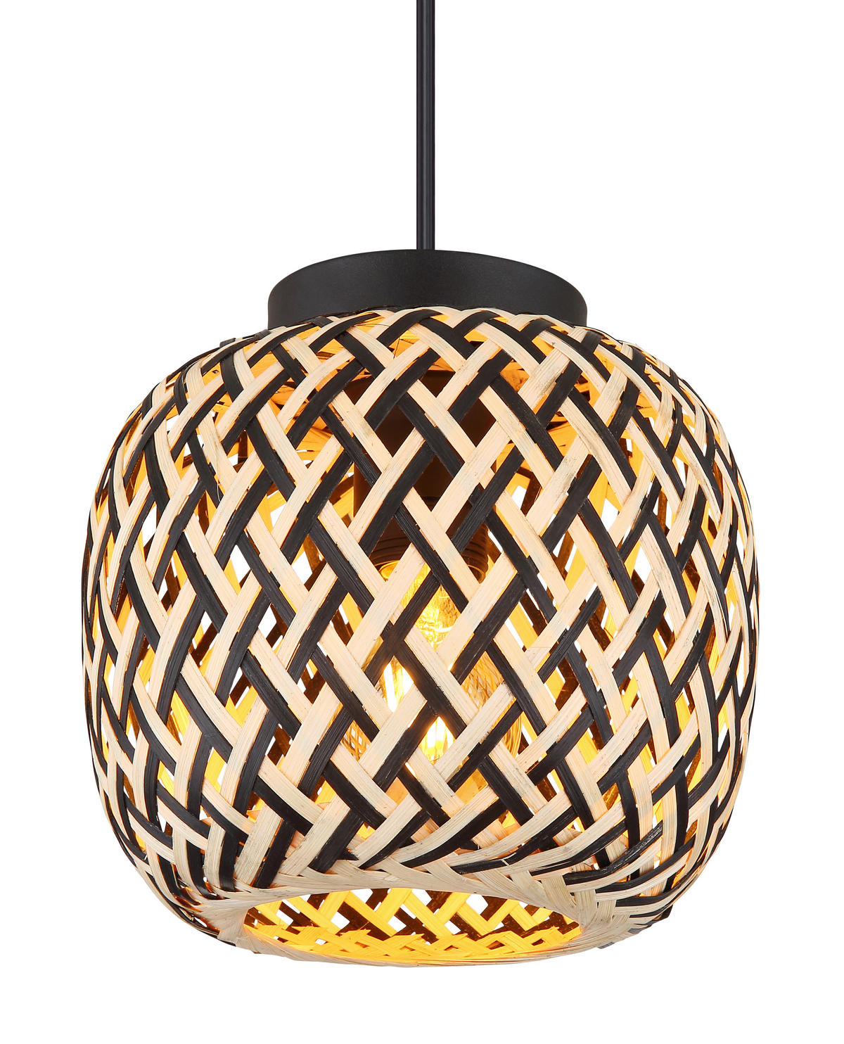 HÄNGELEUCHTE 20/120 cm    - Schwarz/Naturfarben, Natur, Naturmaterialien/Kunststoff (20/120cm) - Globo