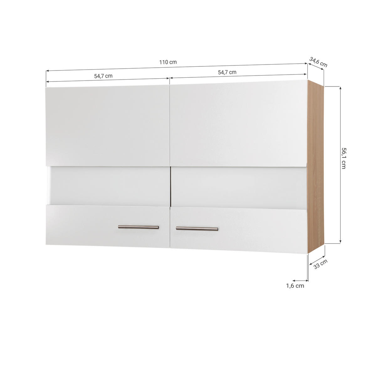 VÄGGSKÅP 110/56,1/34,6 cm  i vit, ekfärgad  - vit/silver, Basics, metall/trämaterial (110/56,1/34,6cm) - Respekta